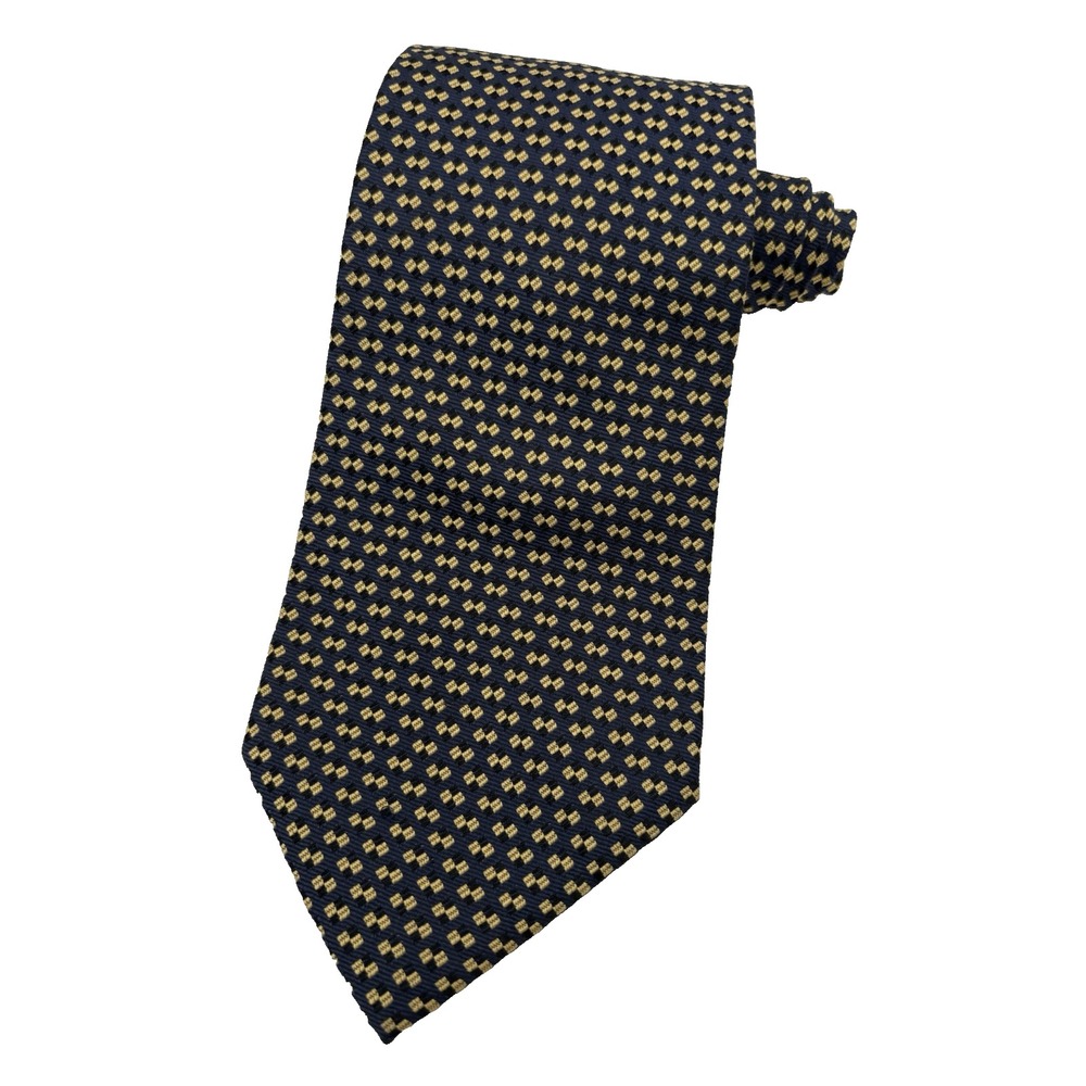 RALPH LAUREN Mens Tie 100% Silk Luxury Geometric Black Gold USA 61" EUC
